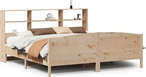 vidaXL tömör fenyőfa könyvespolcos ágy matrac nélkül 180 x 200 cm