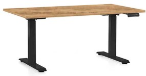 OfficeTech C állítható magasságú asztal, 120 x 80 cm, fekete alap, arany tölgy