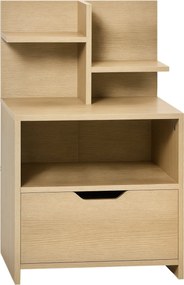 HOMCOM Modern Fa Éjjeli Szekrény Fiókkal és Tárolópolcokkal 45x35x73 cm Természetes | Aosom