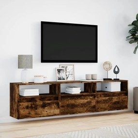 füstös tölgy falra szerelhető TV-szekrény LED-del 180x31x45cm