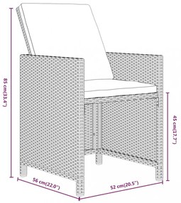 15 részes fekete polyrattan kerti étkezőgarnitúra párnákkal