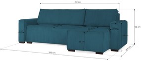 Smart kinyitható univerzális kanapé, türkiz