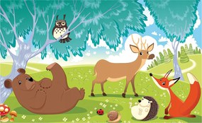 Fotótapéta flizelina Erdei barátok Medve róka és szarvas 300x210 +ragasztó