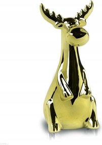 Kerámia Rénszarvas Ülő Figura Arany 14CM 02.581.14 Polnix