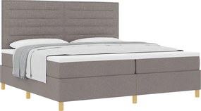 vidaXL Boxrugós ágy matracmal fejtámlával Tópszínű 200 x 200 cm szövet