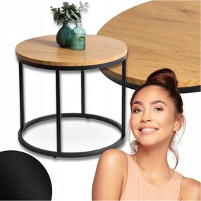 Dohányzóasztal Kerek Loft Kis Lella Pad Kis Kerek Tölgy Arany Fekete