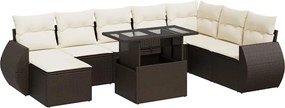 vidaXL 9 részes barna polyrattan kerti ülőgarnitúra párnákkal