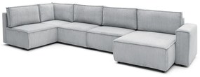 Világosszürke kordbársony sarokkanapé (bal oldali-"U" alakú) Nihad modular – Bobochic Paris