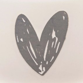 6 darabos kerámia bögrék szett Szív I, 90 ml,szürke