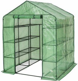 Kerti fóliaház polcokkal 140 x 140 x 200 cm