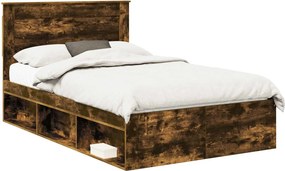 vidaXL Ágykeret fejtámlával Füstölt tölgy 120 x 190 cm Tömör fenyőfa