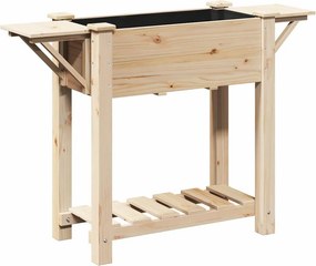 vidaXL Kerti cserép polcokkal Bézs 111 x 37 x 76,5 cm Szilárd fenyőfa