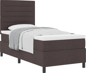 vidaXL Boxrugós ágy matracmal Sötét Barna 90 x 200 cm szövet