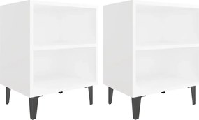 vidaXL 2 db fehér éjjeliszekrény fém lábakkal 40 x 30 x 50 cm