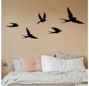 KÉSZLET 5x Fali dekoráció madarak fém