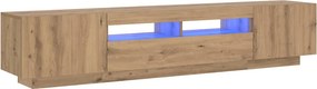 vidaXL kézműves tölgy szerelt fa TV-szekrény LED-ekkel 200x35x40 cm