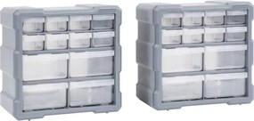 vidaXL 2 db többfiókos szervező 12 fiókkal 26,5 x 16 x 26 cm
