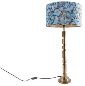 Art Deco asztali lámpa bronz 35 cm-es árnyékolóval, pillangó mintával - Torre