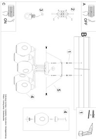 Sollux SL.1145 - Csillár rúdon FILLAN 5xE27/60W/230V fekete