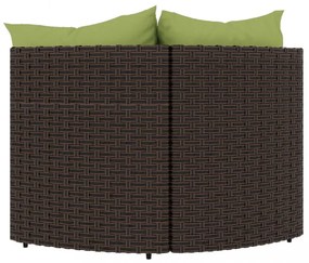 vidaXL 2 db barna polyrattan kerti sarokkanapé párnákkal