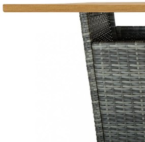 szürke polyrattan és tömör akácfa bárasztal 80 x 80 x 110 cm