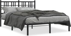 vidaXL fekete fém ágykeret fejtámlával 135 x 190 cm