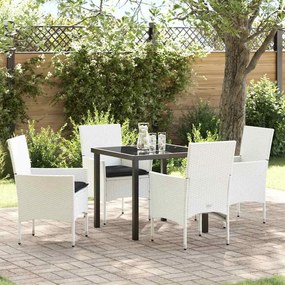 Kert étkező szett párnával 5 pcs Fehér Poli rattan