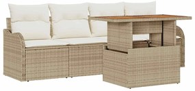 vidaXL Kerti Kanapé Szett tárolóval 5 pcs Bézs polirattan