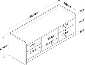 Pilo White and Walnut cipősszekrény