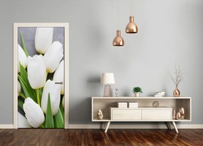 Poszter tapéta ajtóra fehér tulipán 95x205 cm