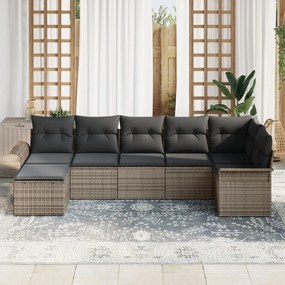 7 darabos kertiszófa szett párnákkal Szürke Poli Rattan