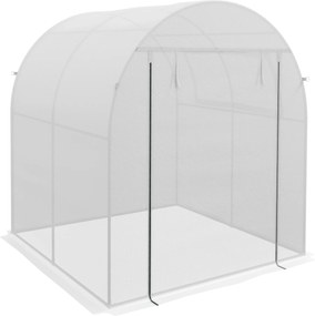 Outsunny Kertészeti Üvegház 180x180x200 cm Kis Tüneles Üvegház Rolós Ajtóval és Hálós Ablakkal Növények és Virágok Termesztéséhez Fehér | Aosom