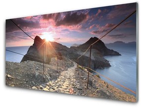 Akrilkép Mountain West Cliff Path 120x60 cm 2 fogas