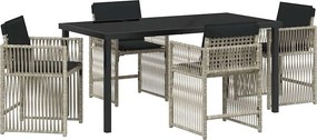 vidaXL Kert étkező szett 5 pcs Világosszürke polirattan