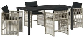vidaXL Kert étkező szett 5 pcs Világosszürke polirattan