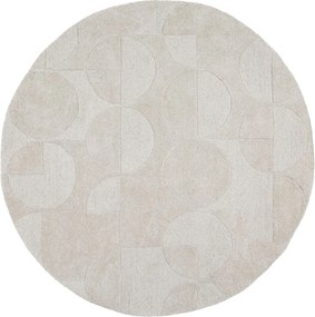 Elefántcsont színű kézi szövésű gyapjú kerek szőnyeg ø 160 cm Gigi – Flair Rugs