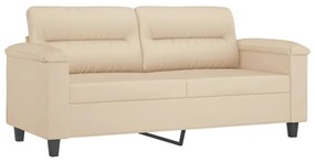 kétszemélyes krémszínű mikroszálas szövetkanapé 140 cm