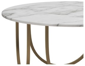 Fehér-aranyszínű kerek dohányzóasztal márvány dekorral ø 79 cm Gwyneth – CosmoLiving by Cosmopolitan