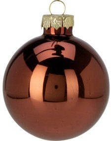 16 darabos karácsonyi díszkészlet Crystal Harmony, kávé, átmérő 6 cm, üveg