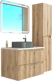 Piramida EURIDIKA fali fürdőszobabútor - mosdópult mosdó nélkül -2 fiókos - PINO TÖLGY - 75 x 48 x 53 cm