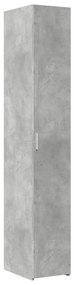 betonszürke szerelt fa vékony tárolószekrény 30 x 42,5 x 225 cm