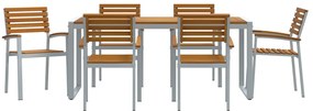 7 Darabos Kerti Étkezősor Akácfából és Fém