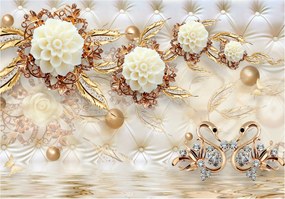 3D fotótapéta Virágok Hattyúk Absztrakt 254x184