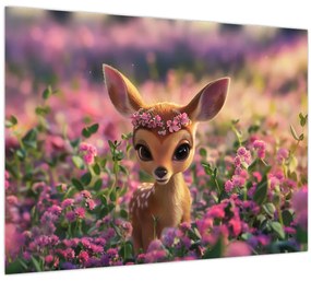 Üveg kép - Aranyos őzike (70x50 cm)