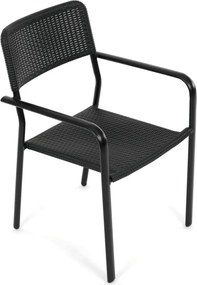 Kerti szék, fém, műanyag, fekete, AZC-H1021 BK