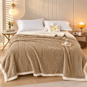 Luxus báránytakaró flower bézs mikroplüssből 200x230cm TiaHome