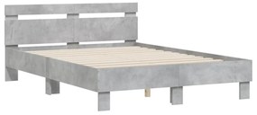 betonszürke szerelt fa ágykeret fejtámlával 120x200 cm