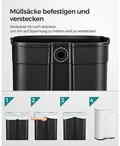 Konyhai pedálos kuka, 50L szemetes kuka, műanyag belső vödörrel, csukható fedéllel, puha záródással, szagálló és higiénikus, fehér