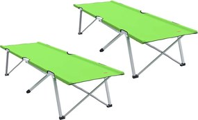 vidaXL Összecsukható Kemping Ágy 2 pcs Zöld 194 x 62,5 x 42,5 cm