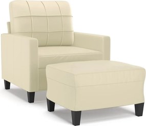 vidaXL krémszínű műbőr kanapéfotel lábtartóval 60 cm